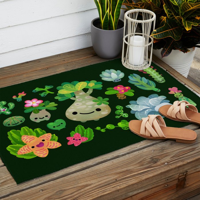 Baby succulent 4 - dark Outdoor Rug Gallery Image 2