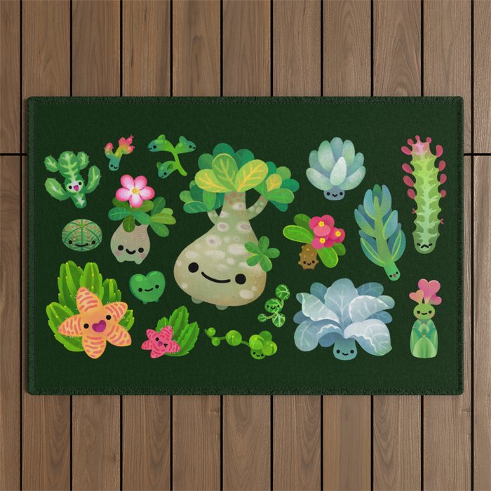 Baby succulent 4 - dark Outdoor Rug Gallery Image 1