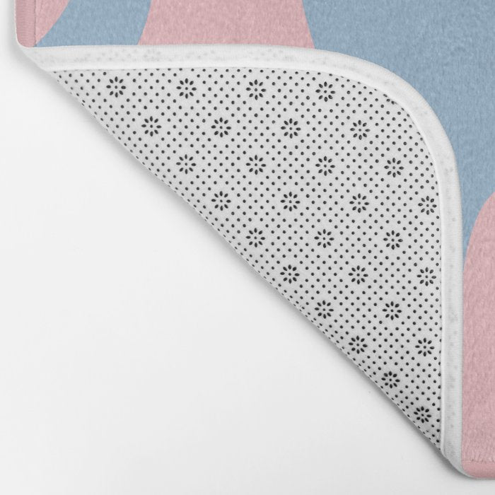 Retro Liquid Swirl Abstract 2 in Pastel Pink and Light Blue Bath Mat Gallery Image 2