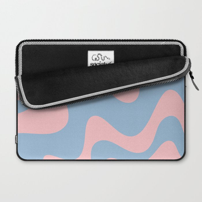 Retro Liquid Swirl Abstract 2 in Pastel Pink and Light Blue Laptop Sleeve Gallery Image 2