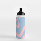 Retro Liquid Swirl Abstract 2 in Pastel Pink and Light Blue Water Bottle Gallery Image 2