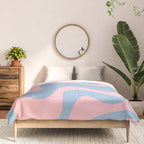 Retro Liquid Swirl Abstract 2 in Pastel Pink and Light Blue Comforter Gallery Image 3