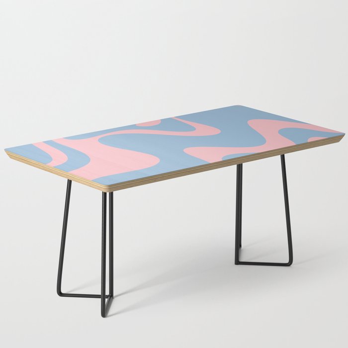 Retro Liquid Swirl Abstract 2 in Pastel Pink and Light Blue Coffee Table Gallery Image 1