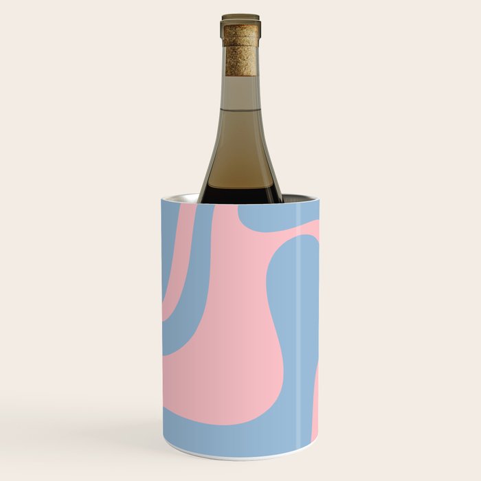 Retro Liquid Swirl Abstract 2 in Pastel Pink and Light Blue Wine Chiller Gallery Image 2