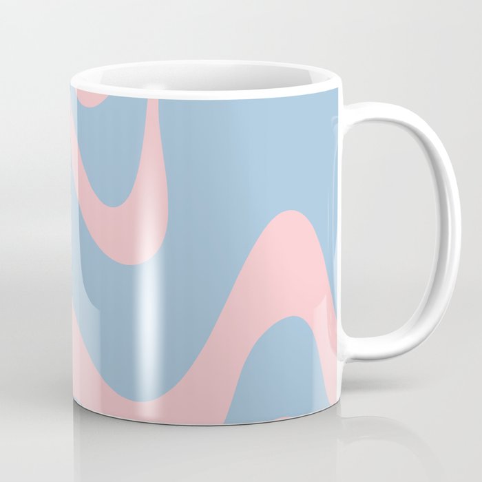 Retro Liquid Swirl Abstract 2 in Pastel Pink and Light Blue Coffee Mug Gallery Image 1