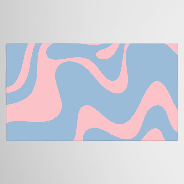 Retro Liquid Swirl Abstract 2 in Pastel Pink and Light Blue Tablecloth Gallery Image 2
