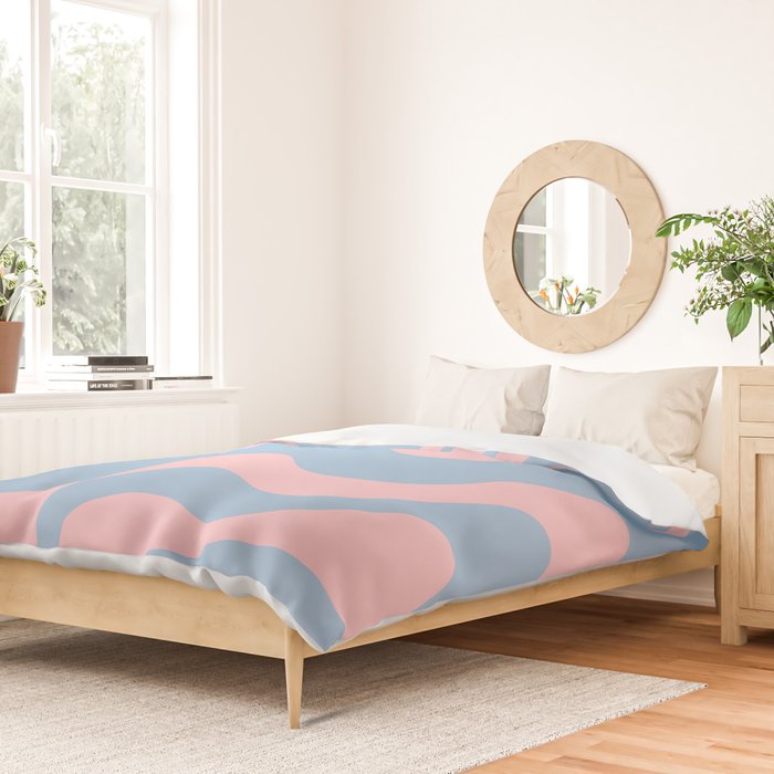 Retro Liquid Swirl Abstract 2 in Pastel Pink and Light Blue Duvet Cover Gallery Image 2