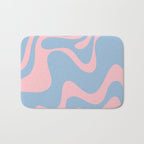 Retro Liquid Swirl Abstract 2 in Pastel Pink and Light Blue Bath Mat Gallery Image 1