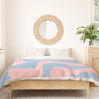 Retro Liquid Swirl Abstract 2 in Pastel Pink and Light Blue Duvet Cover Gallery Image 3