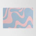 Retro Liquid Swirl Abstract 2 in Pastel Pink and Light Blue Rug Gallery Image 2