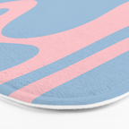 Retro Liquid Swirl Abstract 2 in Pastel Pink and Light Blue Bath Mat Gallery Image 3