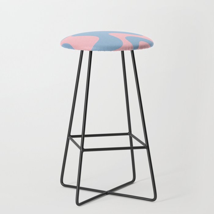 Retro Liquid Swirl Abstract 2 in Pastel Pink and Light Blue Stool Gallery Image 1