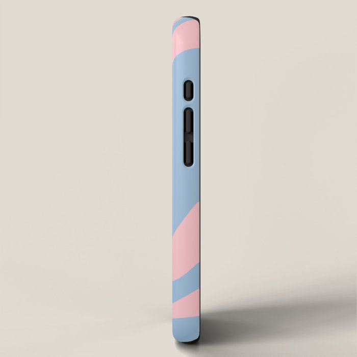 Retro Liquid Swirl Abstract 2 in Pastel Pink and Light Blue iPhone Case Gallery Image 2