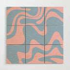 Retro Liquid Swirl Abstract 2 in Pastel Pink and Light Blue Wood Wall Art Gallery Image 1