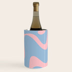 Retro Liquid Swirl Abstract 2 in Pastel Pink and Light Blue Wine Chiller Gallery Image 1