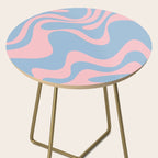 Retro Liquid Swirl Abstract 2 in Pastel Pink and Light Blue Side Table Gallery Image 2