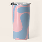 Retro Liquid Swirl Abstract 2 in Pastel Pink and Light Blue Travel Mug Gallery Image 3