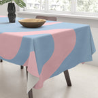 Retro Liquid Swirl Abstract 2 in Pastel Pink and Light Blue Tablecloth Gallery Image 3