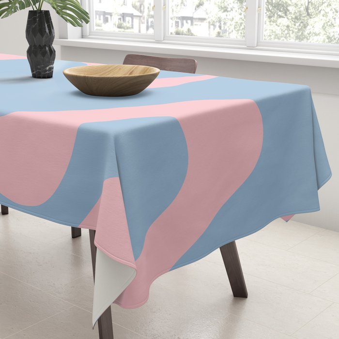Retro Liquid Swirl Abstract 2 in Pastel Pink and Light Blue Tablecloth Gallery Image 3