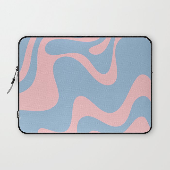 Retro Liquid Swirl Abstract 2 in Pastel Pink and Light Blue Laptop Sleeve Gallery Image 1