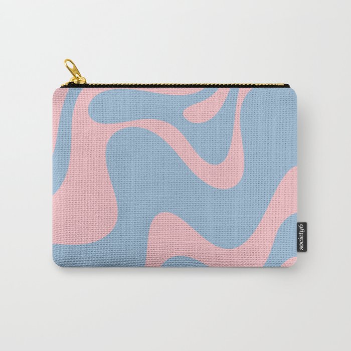 Retro Liquid Swirl Abstract 2 in Pastel Pink and Light Blue Carry All Pouch Gallery Image 1