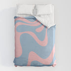 Retro Liquid Swirl Abstract 2 in Pastel Pink and Light Blue Duvet Cover Gallery Image 6