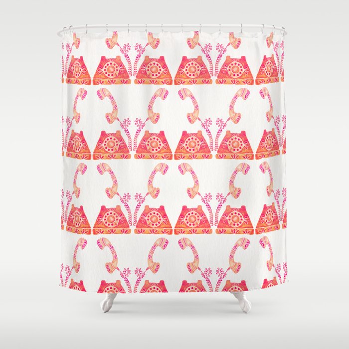 Vintage Rotary Phone - Peach Palette Shower Curtain Gallery Image 1