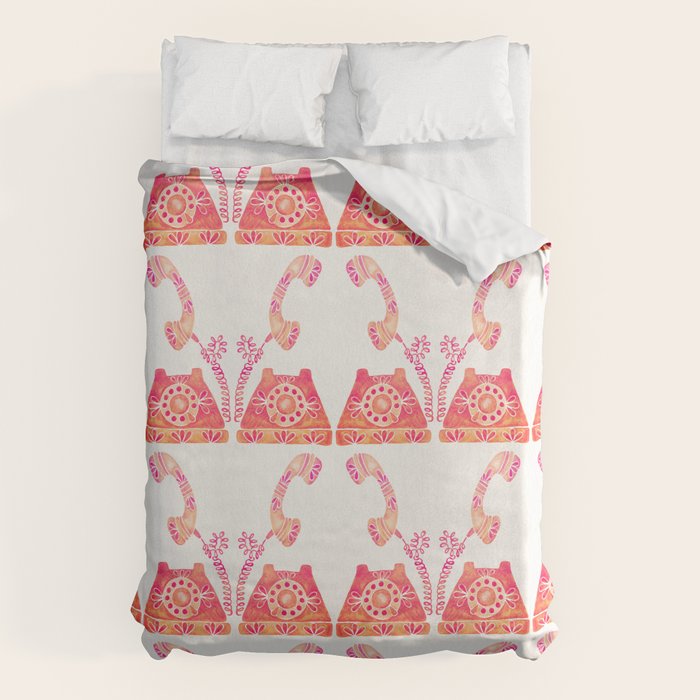 Vintage Rotary Phone - Peach Palette Duvet Cover Gallery Image 6