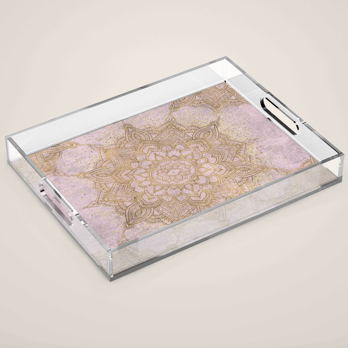 Boho sparkling mandala - rose gold Acrylic Tray Gallery Image 1