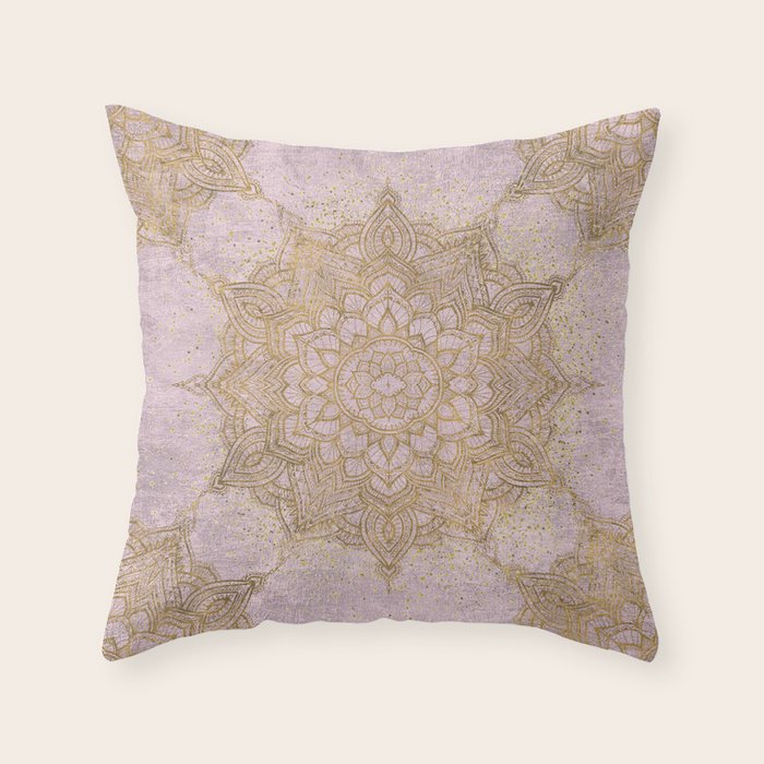 Boho sparkling mandala - rose gold Throw Pillow Gallery Image 1