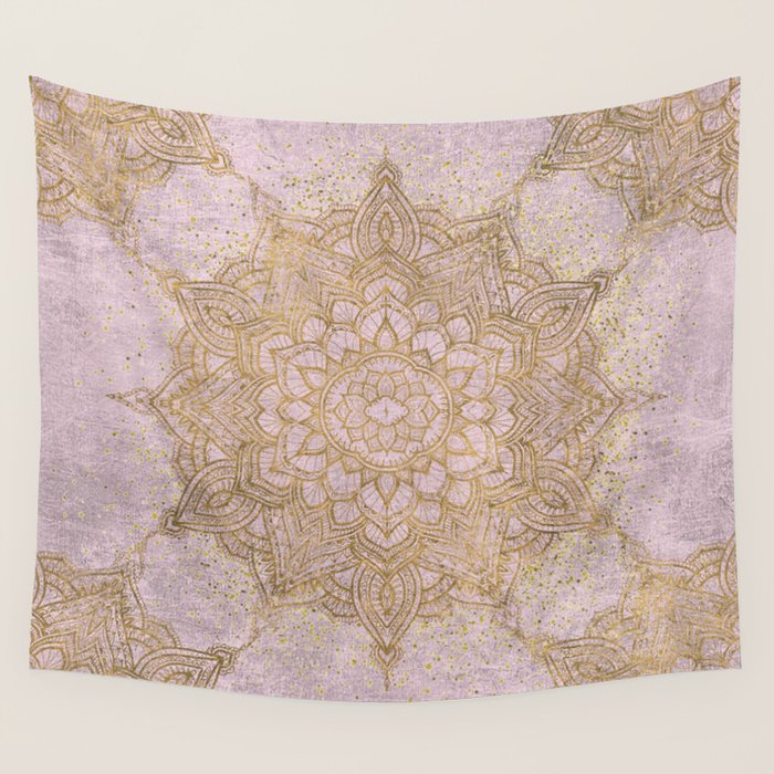 Boho sparkling mandala - rose gold Wall Tapestry Gallery Image 4