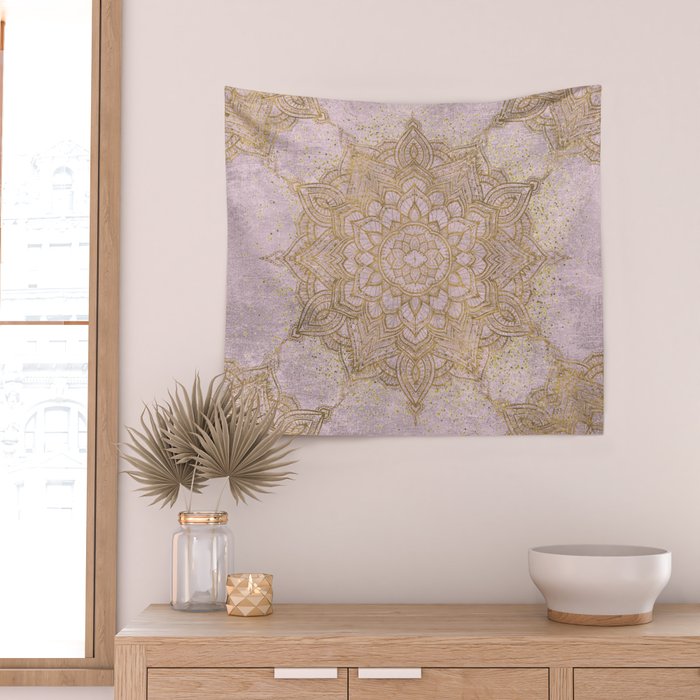 Boho sparkling mandala - rose gold Wall Tapestry Gallery Image 2