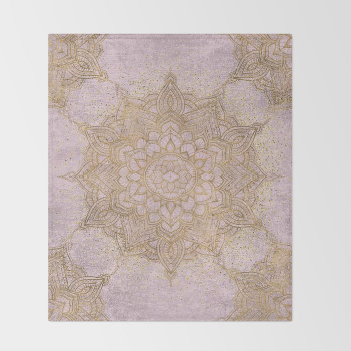 Boho sparkling mandala - rose gold Throw Blanket Gallery Image 2