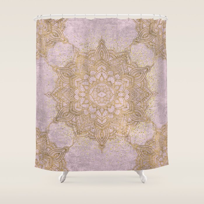 Boho sparkling mandala - rose gold Shower Curtain Gallery Image 1