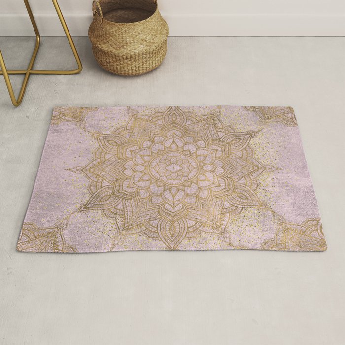 Boho sparkling mandala - rose gold Rug Gallery Image 1