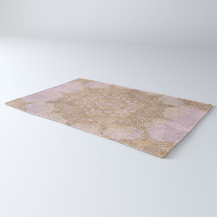 Boho sparkling mandala - rose gold Rug Gallery Image 3