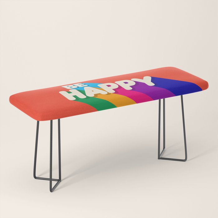BE HAPPY - rainbow retro typography Bench Gallery Image 1