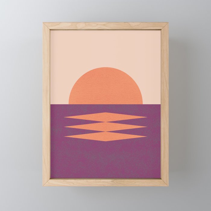 Sunset Geometric Pink Midcentury style Mini Art Print Gallery Image 1