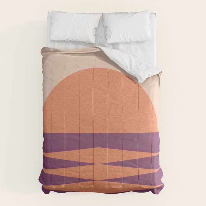 Sunset Geometric Pink Midcentury style Comforter Gallery Image 6