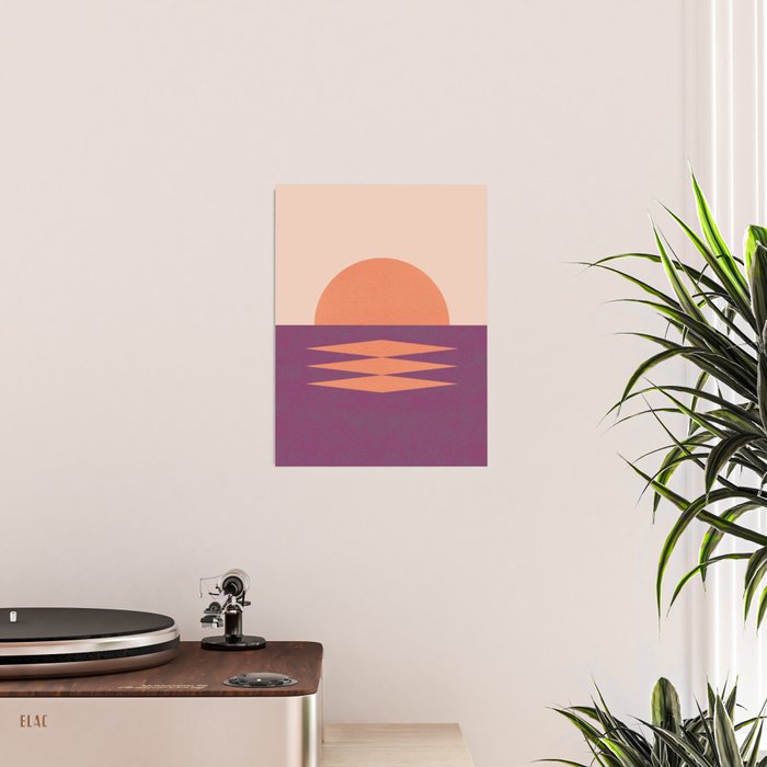 Sunset Geometric Pink Midcentury style Poster Gallery Image 2