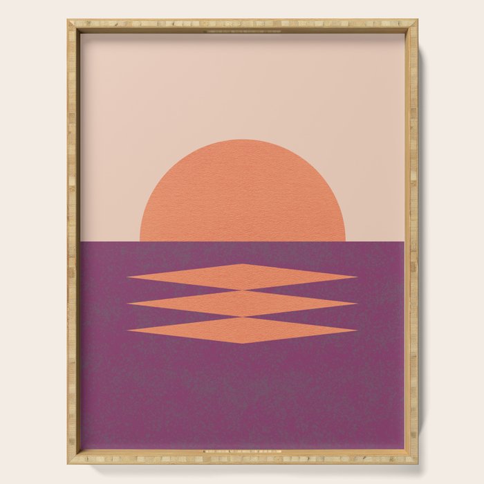 Sunset Geometric Pink Midcentury style Serving Tray Gallery Image 1