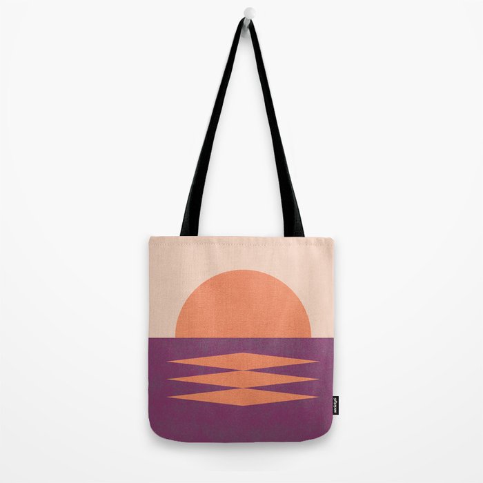 Sunset Geometric Pink Midcentury style Tote Bag Gallery Image 2