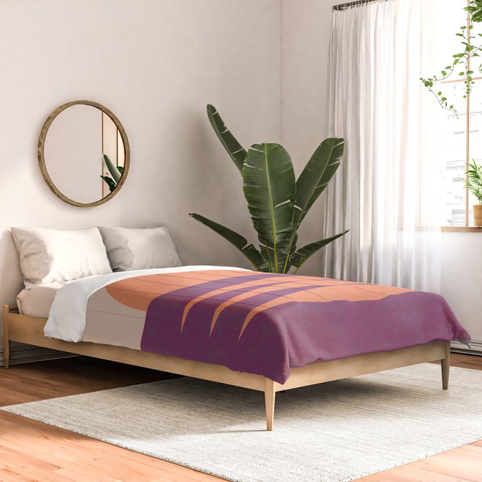 Sunset Geometric Pink Midcentury style Comforter Gallery Image 2