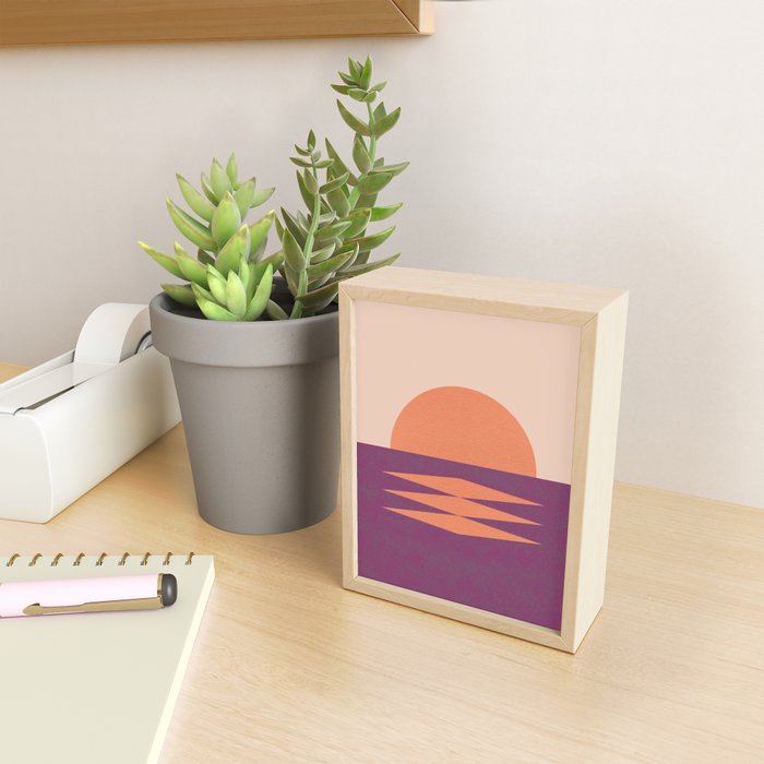 Sunset Geometric Pink Midcentury style Mini Art Print Gallery Image 2