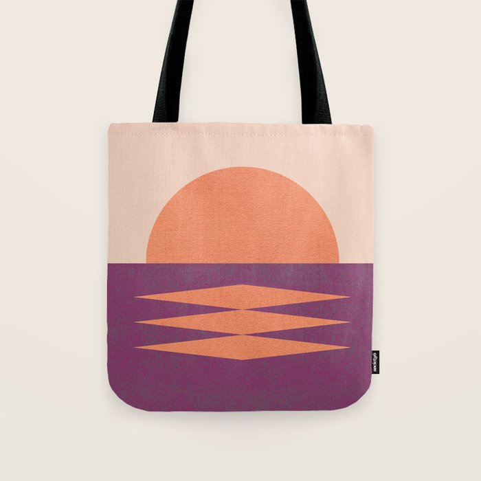 Sunset Geometric Pink Midcentury style Tote Bag Gallery Image 1