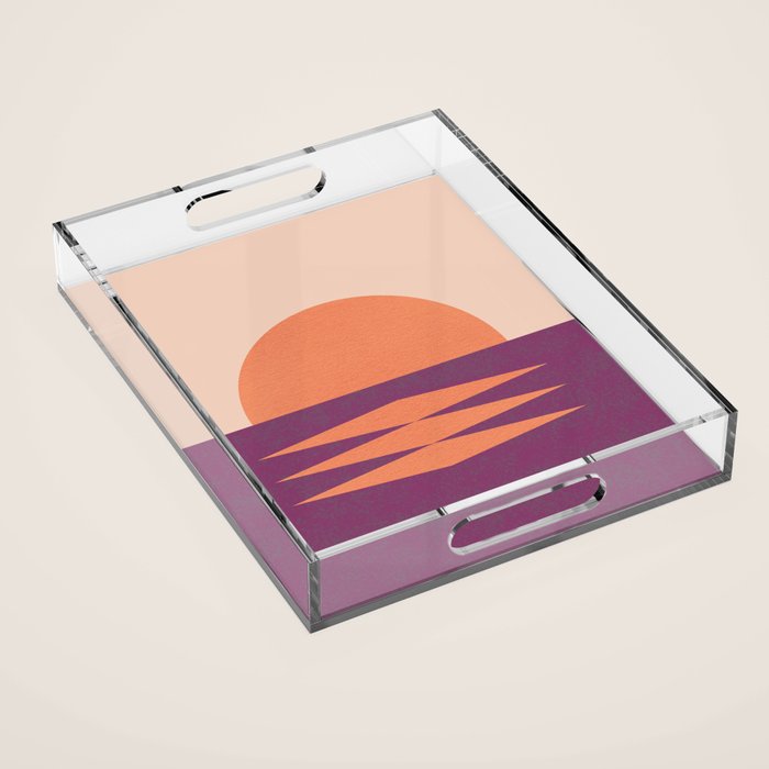 Sunset Geometric Pink Midcentury style Acrylic Tray Gallery Image 1