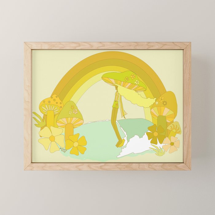 Mushy mushroom longboard surf retro floral daydreams by surfy birdy Mini Art Print Gallery Image 1