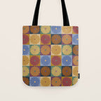 Retro Flowers Check Pattern XII Tote Bag Gallery Image 1