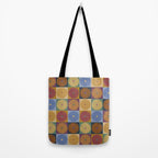 Retro Flowers Check Pattern XII Tote Bag Gallery Image 2