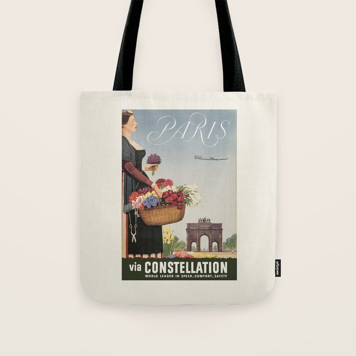 1950s Paris Vintage Travel Poster Tote Bag Gallery Image 1